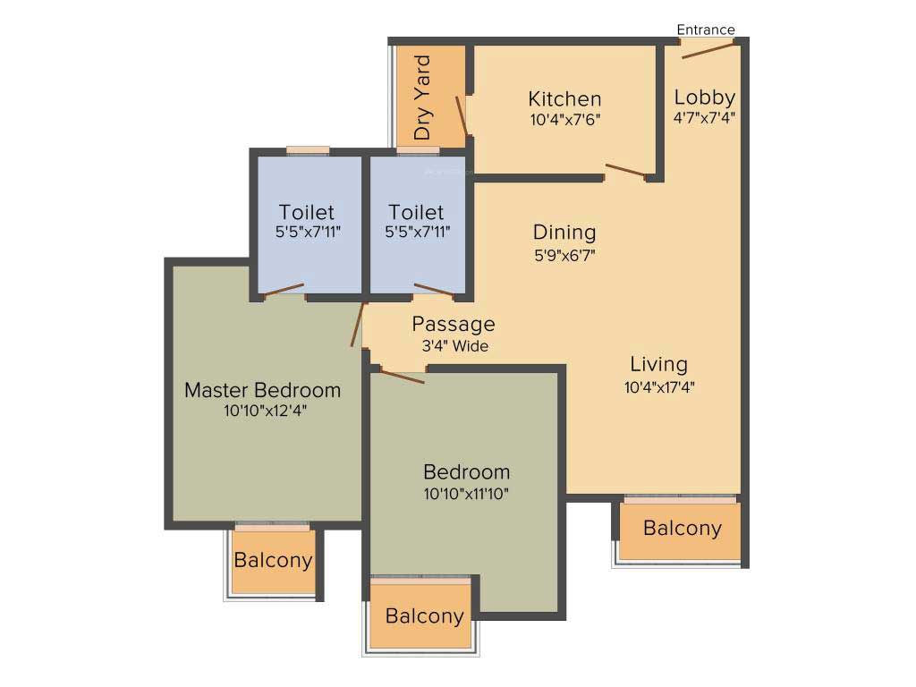 2 BHK - 1150 Sq.Ft.