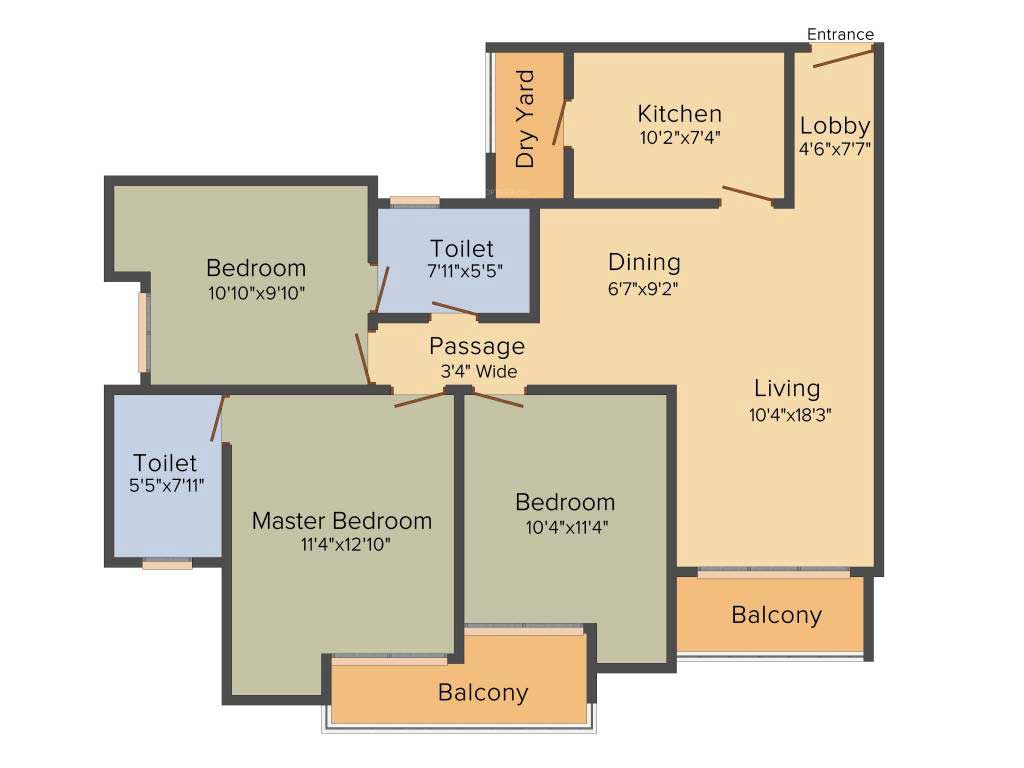 3 BHK - 1350 Sq.Ft.