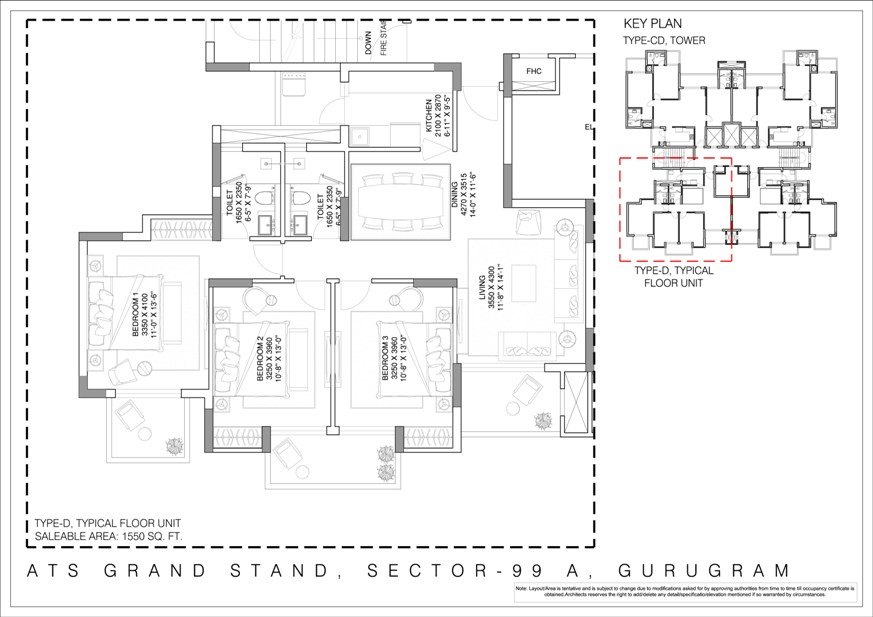 3 BHK - 1550 Sq.Ft.