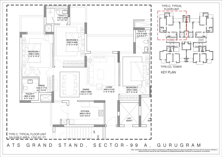 3 BHK - 1750 Sq.Ft.